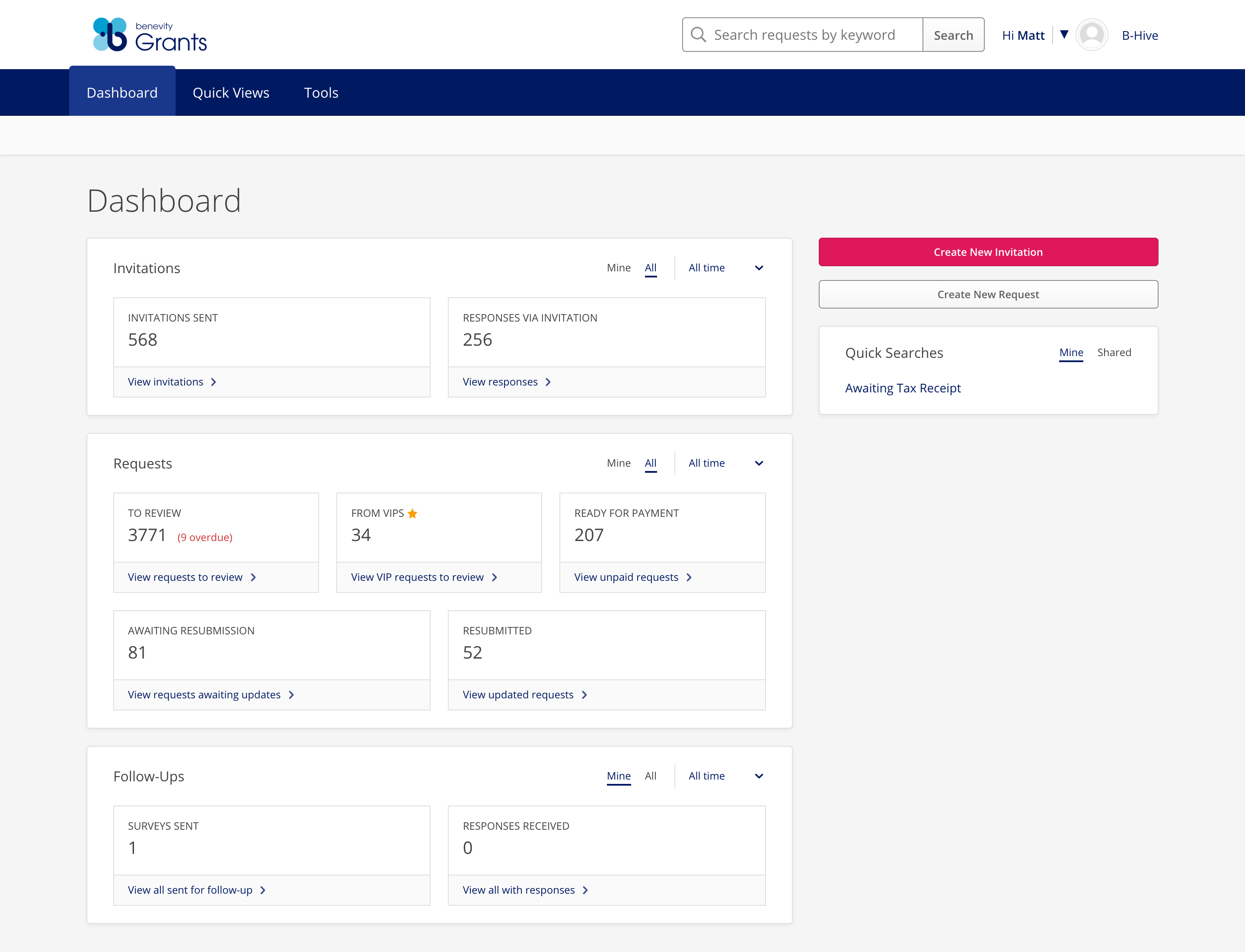 Screenshot showing the complete Benevity Grants Dashboard.png